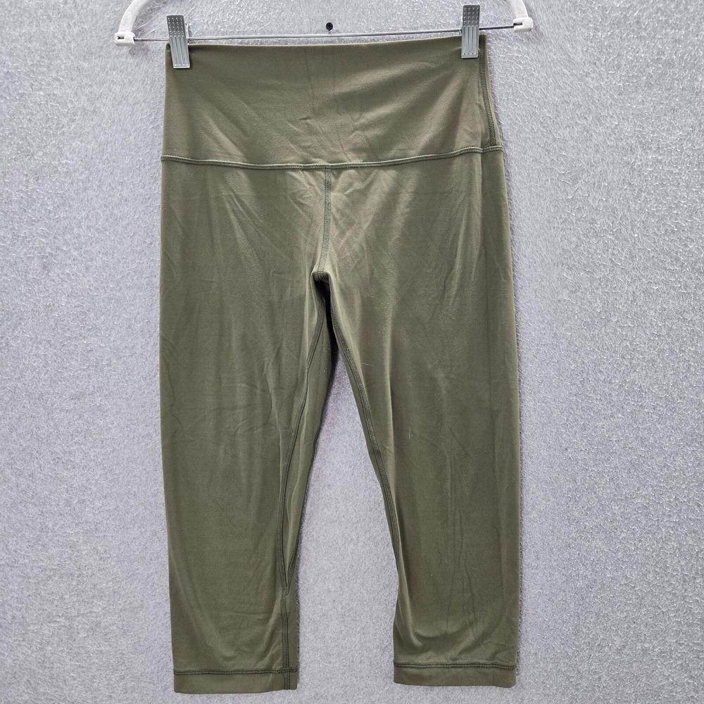 Lululemon Women Activewear Pants 8 Green Crop‎ Wunder Under High Rise Leggings